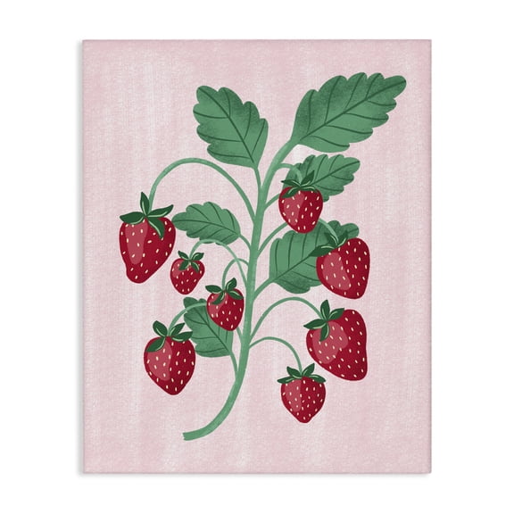 Stupell Industries Fresh Strawberries Branch Food & Beverage Painting Wrapped Canvas Art Print Wall Art, 16 x 20