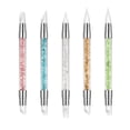 thumbnail image 2 of 5 Pcs Silicone Nail Tools Dual Tipped Nail Art Sculpture Pen Rhinestone Nail Polish Carving Pen Rubber Tip Nail Brushes for Mirror Powder Sculpting Sticker Transfer, DIY Home Salon Nail Art Supplies, 2 of 6