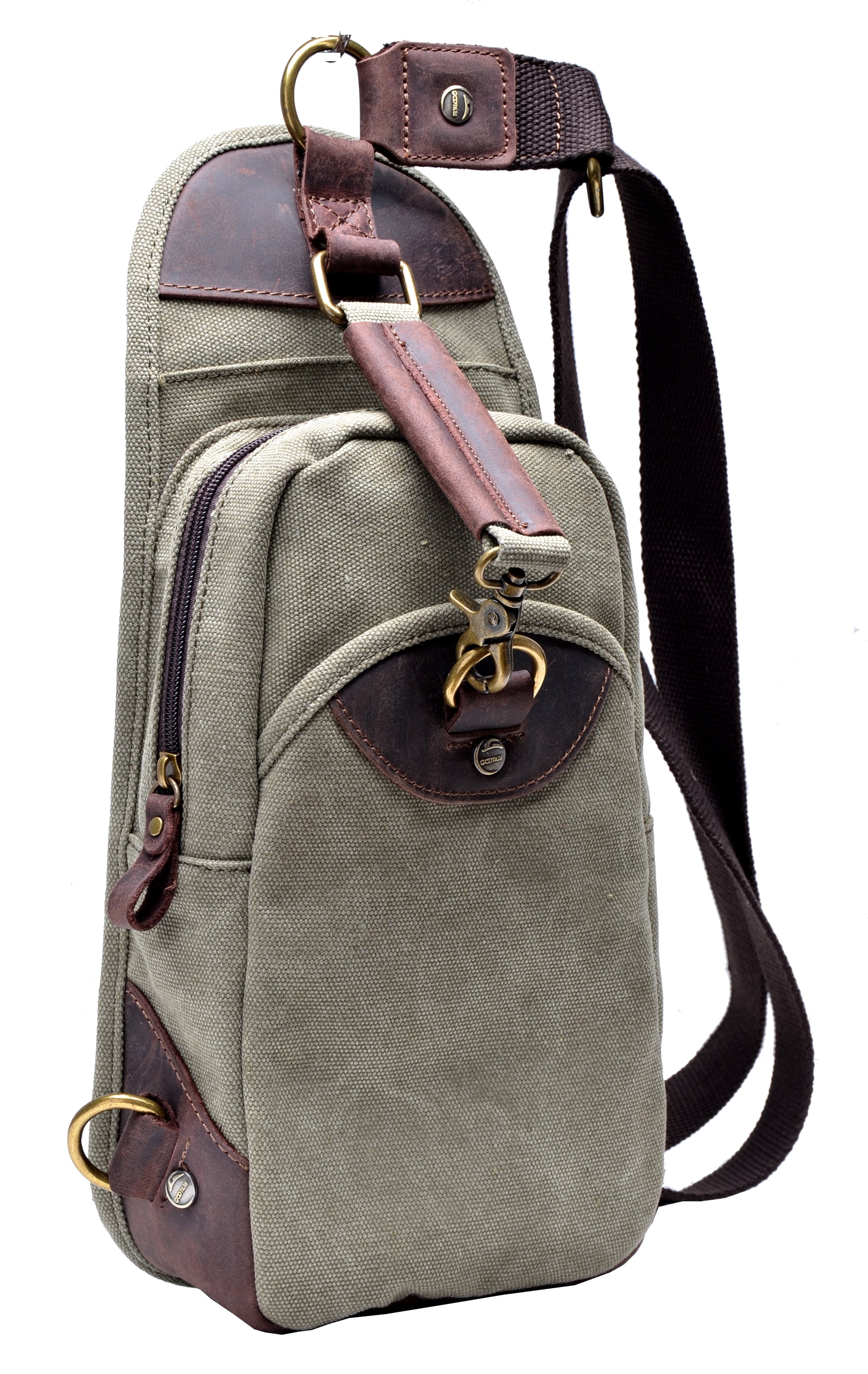 Gootium Canvas Chest Pack Vintage Crossbody Bag Leather Gootium Canvas Chest Pack Vintage Crossbody Bag Leather