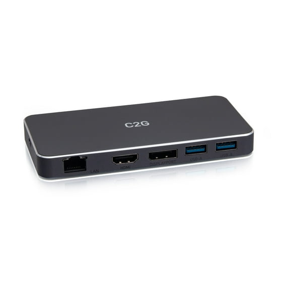 C2G USB-C 7-in-1 Dual Display MST Docking Station with HDMI, DisplayPort, Ethernet, USB, and Power Delivery up to 100W - 4K 60Hz - Docking station - USB-C - HDMI, DP - 1GbE