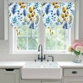 thumbnail image 4 of Blue Yellow Leaves Tie Up Curtains for Windows, Adjustable Balloon Window Shades, Spring Botanical Leaf Farmhouse Watercolor Kitchen Window Treatments Farmhouse Short Curtains with Rod Pocket 42"x45", 4 of 8