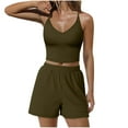 thumbnail image 2 of Kilaqueen Womens Summer 2 Piece Outfits Sleeveless Ribbed Knit Slim Fit Crop Top and High Waisted Shorts Matching Workout Sets Tracksuits, 2 of 7