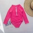 thumbnail image 6 of BOOMNY Toddler Baby Girls One Peice Swimsuits Long Sleeve Rash Guard for Kids Solid Color Lightweight Summer Vacation Beach Swimwear, 6 of 6