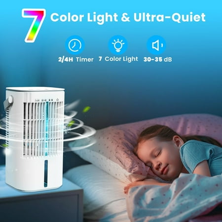 

Weerihhol Portable Fan Portable AC Unit Evaporative Air Cooler 3 Wind Speeds 2 4H Timer Personal Mini Fan For Home Room Bedroom Camping