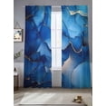 thumbnail image 2 of Dark Blue Sheer Curtains for Living Room Bedroom, Light-filtering Sheer Curtain, Marble Abstract Art Rock Texture Fluid Art Modern Rod Pocket Voile Window Treatment Drapes, 52’’Wx96’’L, 2 Panels Set, 2 of 7