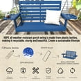 thumbnail image 3 of FOOWIN Outdoor Porch Swing, HDPE Patio Hanging Porch Swing with Cup Holder, Blue, 3 of 10