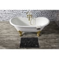 thumbnail image 3 of Aqua Eden VCT7DS6731NL2 67-Inch Cast Iron Oval Double Slipper Clawfoot Tub (7-Inch Faucet Drillings) in White/Polished Brass, 3 of 7
