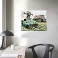 thumbnail image 4 of ARISTURING  Farmhouse Decor Wall Art Pictures- Old Barn Windmill Teal Car Canvas Arts Rustic Country Landscape Painting Picture Wall Decor Framed (Teal blue), 4 of 6