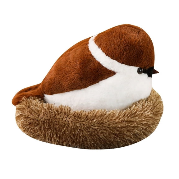 Sparrow Plush Toy with Bird's Nest 11.8" Stuffed Animal for Kids Boys and Girls Gifts, Home Decor Soft Stuffed Toys