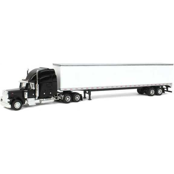 1/64 Black Peterbilt 379 with Sleeper and 53' Trailer with Single Rear Door 32979