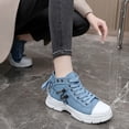 thumbnail image 5 of Dakaela Women's High Top Fashion Sneakers Lightweight Platform Non Slip Walking Running Shoes Arch Support Casual Denim Canvas Shoes,Blue 7, 5 of 8
