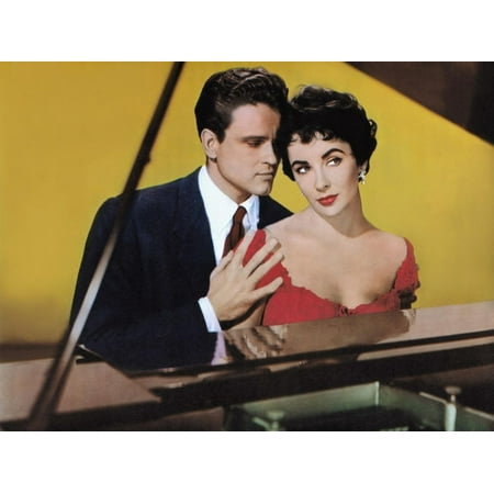 Elizabeth Real Photo - RHAPSODY, 1954 directed by CHARLES VIDOR John Ericson and Elizabeth Taylor (photo) Print Wall Art