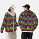 thumbnail image 4 of Fotbe Rainbow Chequerboard Chaqueta con Protección Solar UPF 50+ para Hombre y Mujer, Camisa con Capucha y Bolsillos-Medium, 4 of 7
