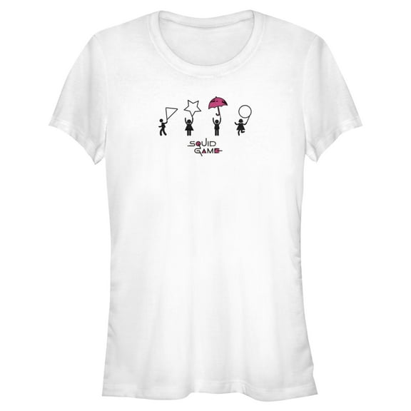 Junior's Squid Game Silhouette Icons Graphic Tee White Large