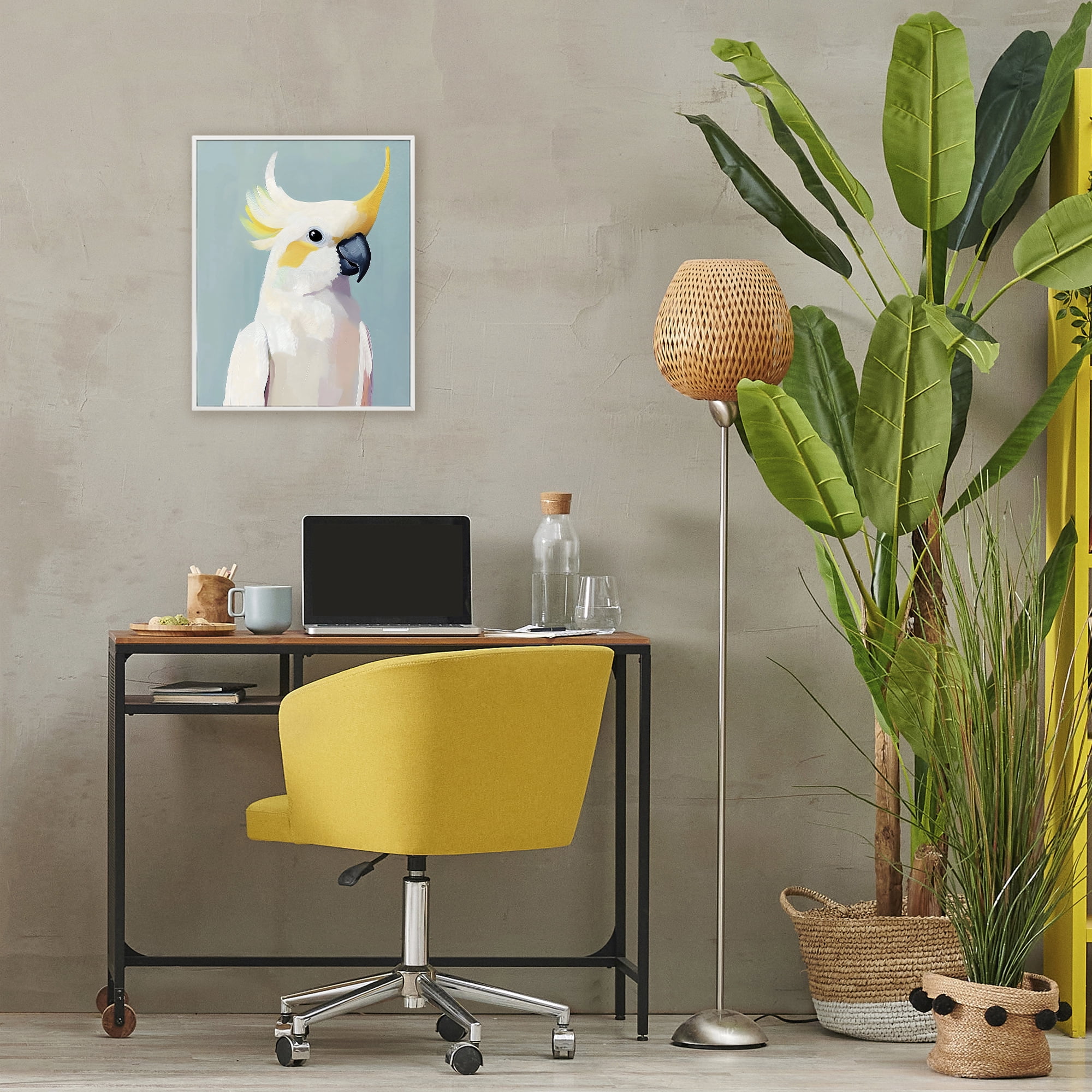 Stupell Industries Yellow Crested Cockatoo White Framed Giclee Art, design by The Prints Vibe