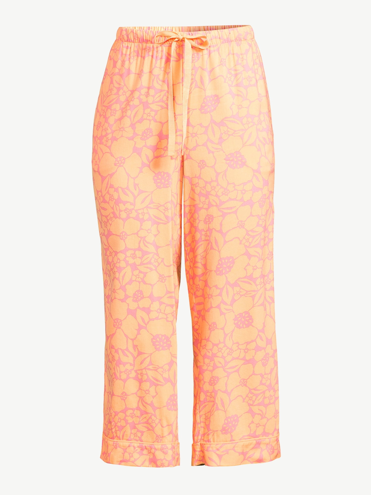 Joyspun Women's Woven Cropped Pajama Pants, Sizes S to 3X