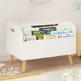 thumbnail image 5 of Bianlte Wooden Toy Box,Kids Toy Storage Organizer with Front Bookshelf,Toy Chest Bench,White 02, 5 of 7