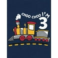 thumbnail image 2 of 3rd Birthday 3 Year Old Boy Choo Train 3/4 Sleeve Baseball Jersey Toddler Shirt 5T Dark Gray, 2 of 3