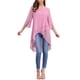 thumbnail image 2 of INSPIRAR CHIC Blusa de Chifón Asimétrica de Cuello Redondo con Mangas de Volante 3/4 y Corte Alto-Bajo en Rosa Oscuro Talla L, 2 of 6