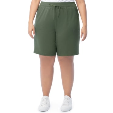 Athletic Works Women's Plus Size 9" French Terry Drawstring Lounge Shorts, Size 1X-5X