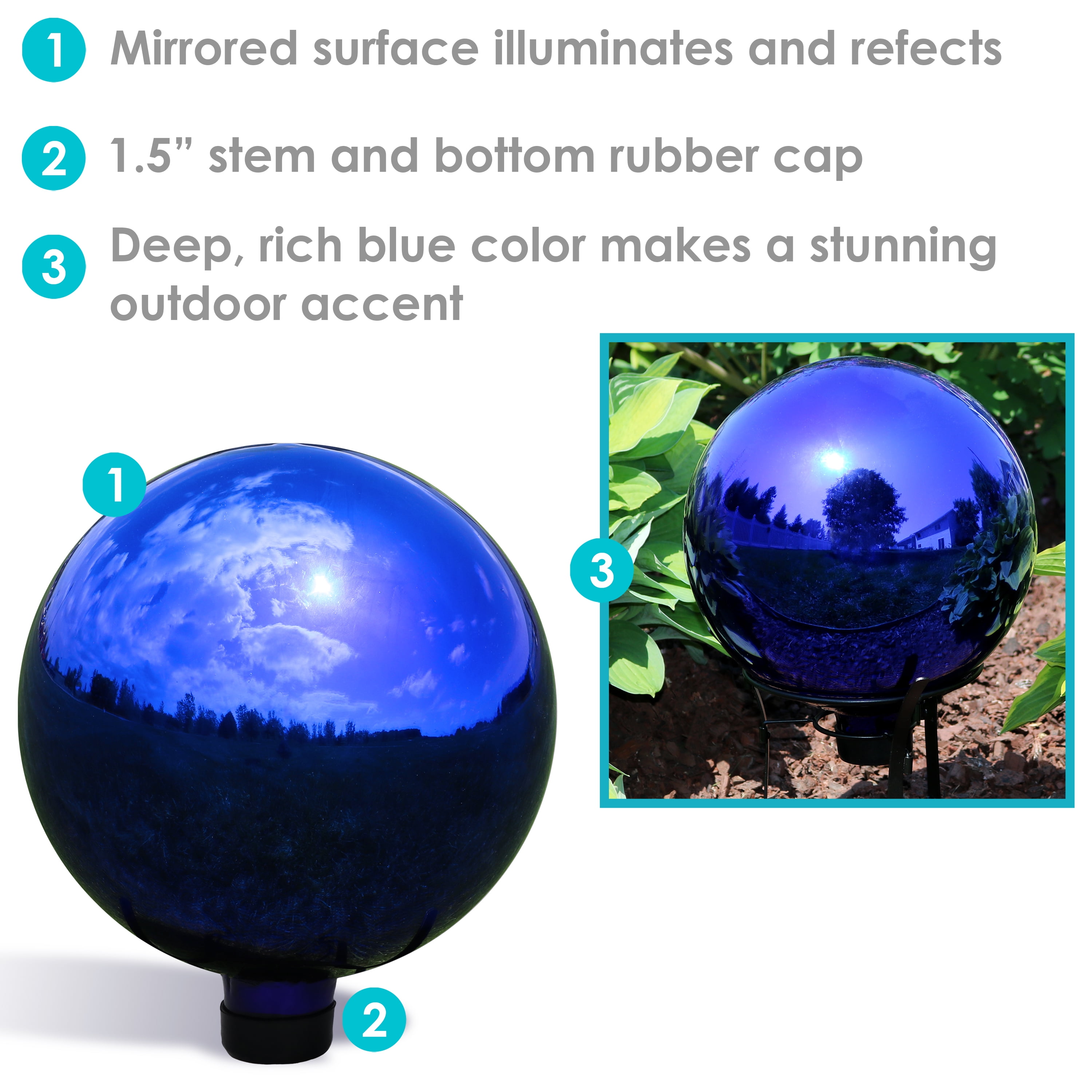 Mirrored　Stem　Gazing　Sunnydaze　Glass　Globe　with　Rainbow　10