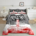 thumbnail image 2 of Erosebridal Glitter Showerhead Comforter Sets Queen Size,Dreamy Princess Bedding Queen Comforter Set,Red Grey Bedding Sets Queen With Comforter,Bling Bedroom Decoration,Reversible,3-Piece, 2 of 8