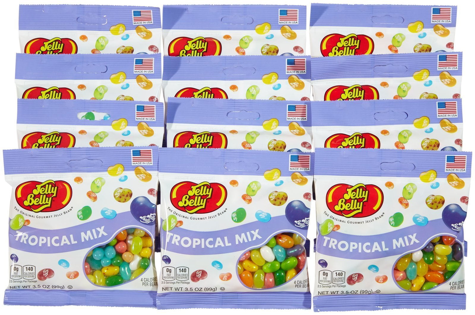 Jelly Belly Assorted Beans - Tropical Mix - 3.5 oz. - 12 Pack RED40