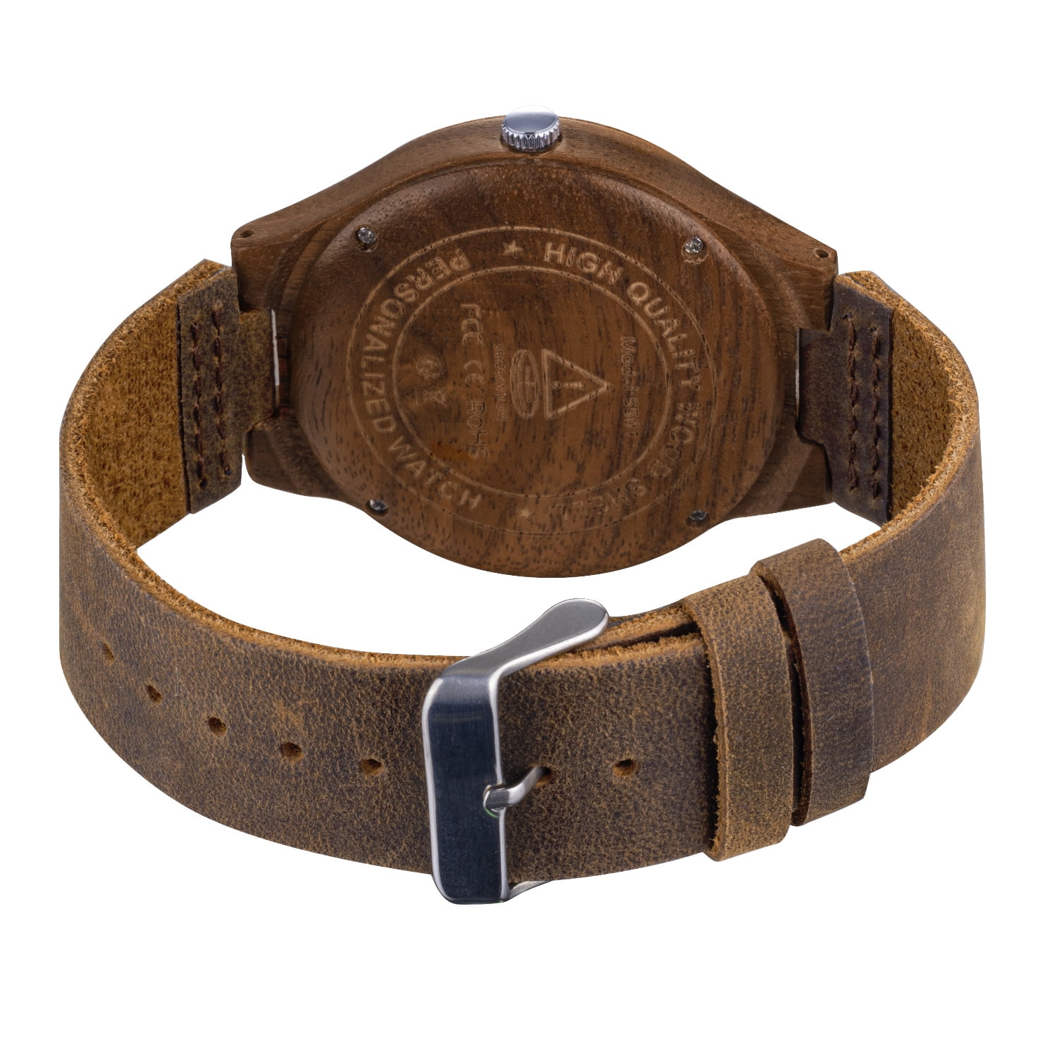 Wooden Watches for Men, Stylish Exotic Wrist Watch with Creative Dial Adjustable Stainless Steel Buckle, Leather Straps, Casual Watches for Man