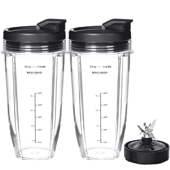 ACDANC Blender Replacement Parts for 24oz Blender Cups with To-Go Lids&7-Fins Extractor Blade