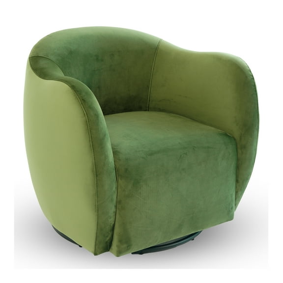Cassilda Mid-Century Modern Velvet Upholstered Swivel Chair in Green