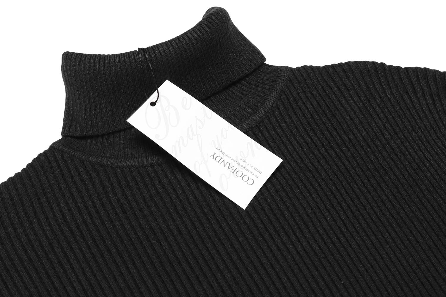 COOFANDY Mens Ribbed Slim Fit Knitted Pullover Turtleneck Sweater White