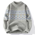 thumbnail image 2 of TFEOQRY Men's Mock Neck Sweater Knit Long Sleeve Geometric Print Striped Casual Pullover Fall Winter Top Gray, 2 of 5