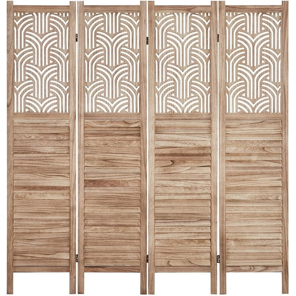 Riedhoff 4 Panels Wood Room Divider, 67" Height‌ Privacy Wall Divider, 67" x 16" Panel, Brown