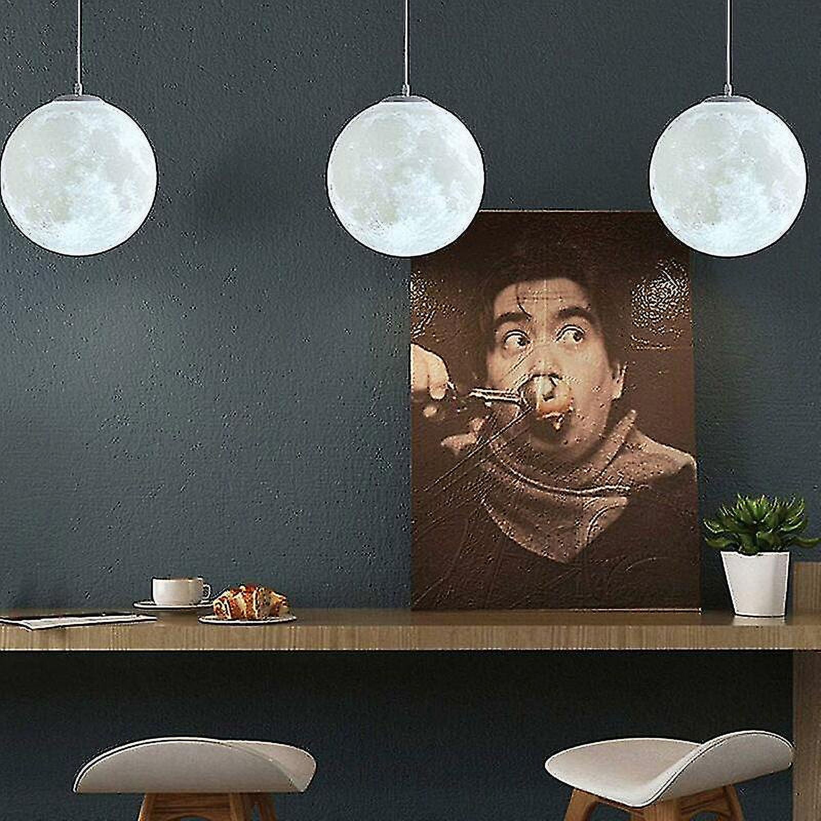 3D Moon Chandelier Moon Ceiling Chandelier Moon Ceiling Light Planet Pendant Light Fixture Moon Restaurant Bar Home Children's Room LED Chandelier(Bul