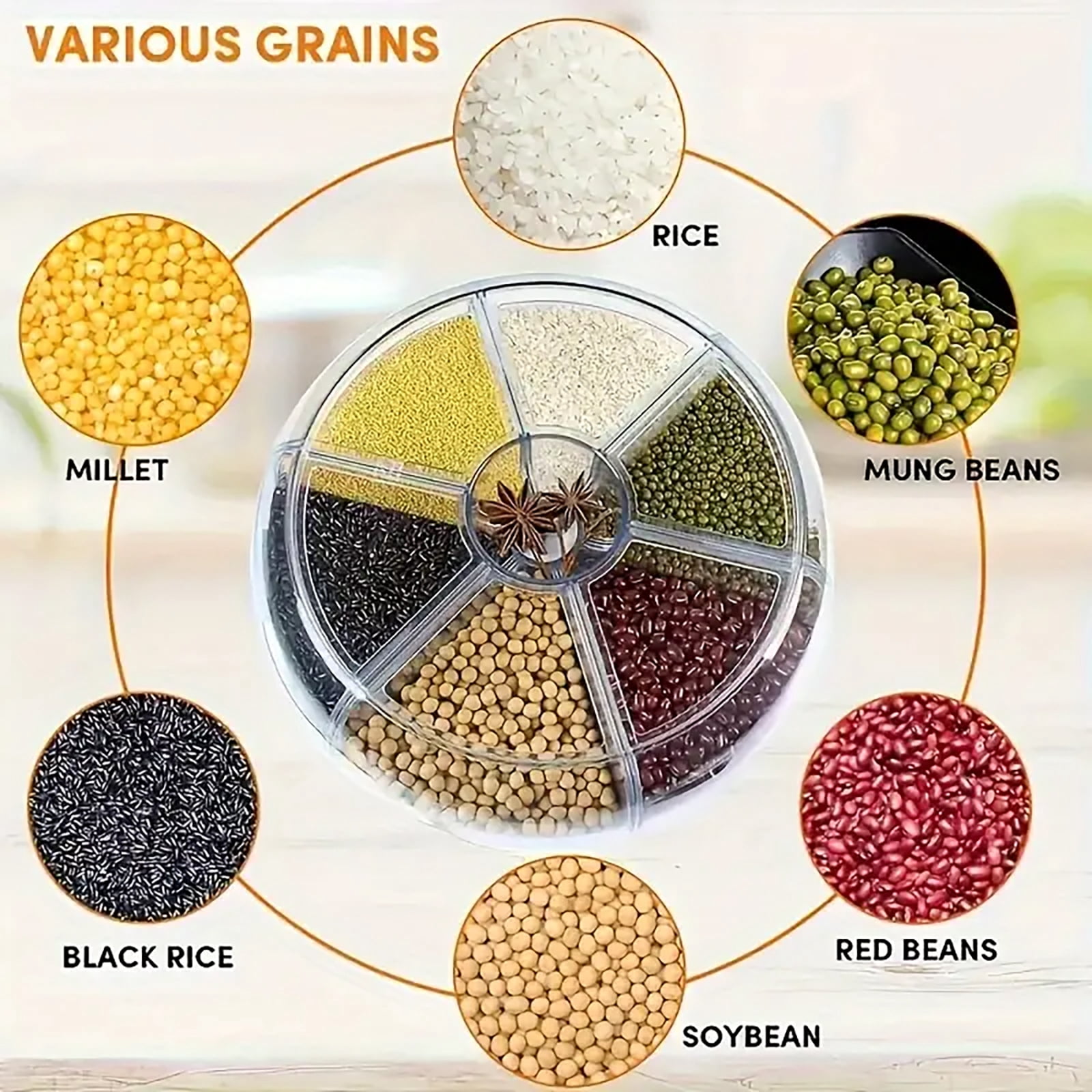 Asnews 360° Rotating Cereal Dispenser Container, Rice Dispenser Storage Container for Kitchen, BPA-free, White