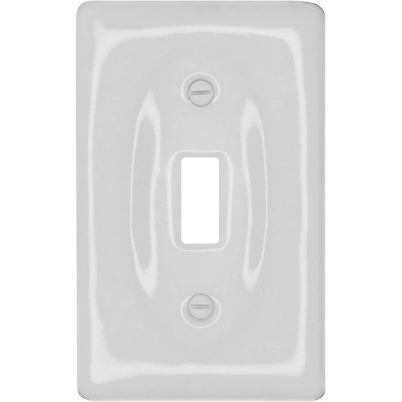 Porcelain Decorative Wall plate, Glazed White, Single Toggle, (4.5" x 2.75" x .375"), for a classy vintage, retro, or modern look._3002T