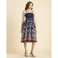 thumbnail image 3 of Moomaya Womens Printed Smocked Viscose Dress, Knee Length, Spaghetti Strap Midi Dress, 3 of 9
