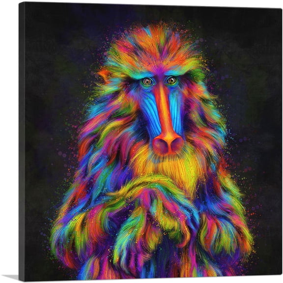 ARTCANVAS Baboon Monkey Papio Canvas Art Print - Size: 18" x 18" (0.75" Deep)