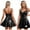 Black, variant on Women's Patent Leather V Neck Flare Dress Sleeveless Rivets Strappy Night Clubwear Party Mini Dress Size S-5XL A Pink XL