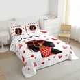 thumbnail image 3 of Homewish Valentines Day Gifts Queen Comforter Set,Cuet Pet Dogs Bedding Sets,Red Kawaii Heart Print Bedding Comforter Set For Girls Boys,Microfiber Bedroom Decor Reversible,3 Pieces, 3 of 8