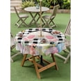 thumbnail image 3 of Outdoor Tablecloth with Umbrella Hole and Zipper, Easter Round Table Cloth 54 Inch Waterproof Tablecloth, Spring Bunny Feet Flowers Eggs Black Buffalo Plaid Picnic Table Cover for Patio Camping, 3 of 7