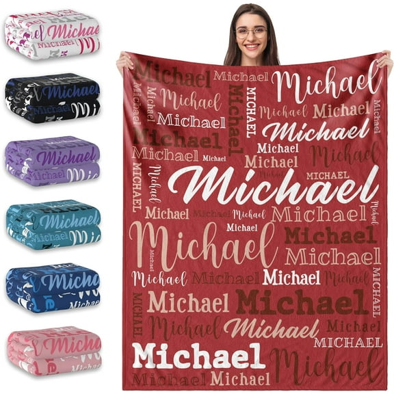 Custom Blanket with Name, Personalized Name Blanket for Baby Kids Adult, Customized Flannel Throw Blanket Gift for Christmas Birthday Valentines…