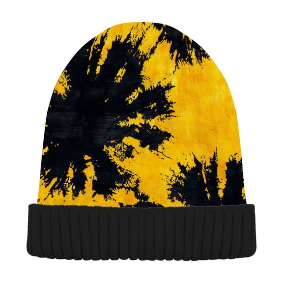 joogoo Art Tie Dye Black Beanie Hats Cuffed Winter Warm Knit Thick Beanies