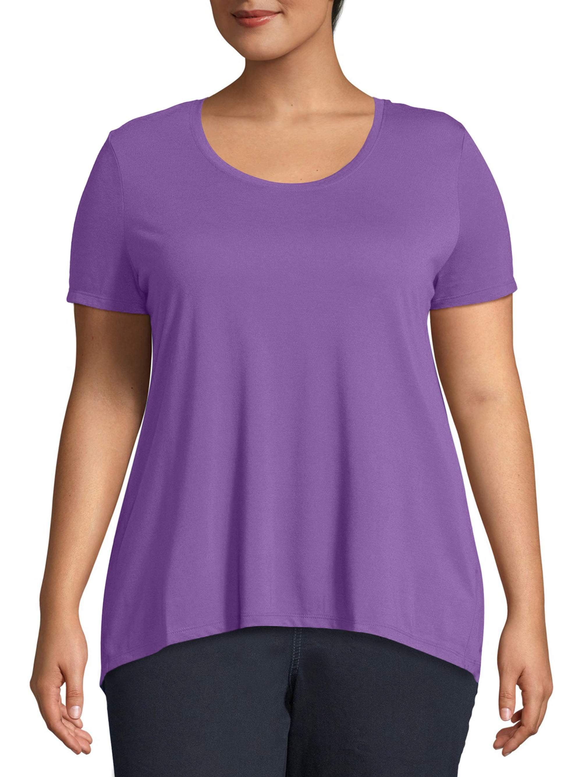 Just My Size Women's Plus Mixed Fabric Hi-Lo Top - Walmart.com
