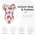 thumbnail image 6 of Daiia Hand Drawn Watermelon print Women's Crew Neck Short Sleeve Bodysuit Fashion Tops Fit Casual Basic Extender Bodysuit-Large, 6 of 9