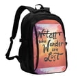 thumbnail image 1 of Disketp Not All Who Wander Are Lost Mochila de Viaje Estampada para Laptop con Puerto de Carga USB, Mochila Impermeable para Computadora – Regalo para Hombres y Mujeres, 1 of 7