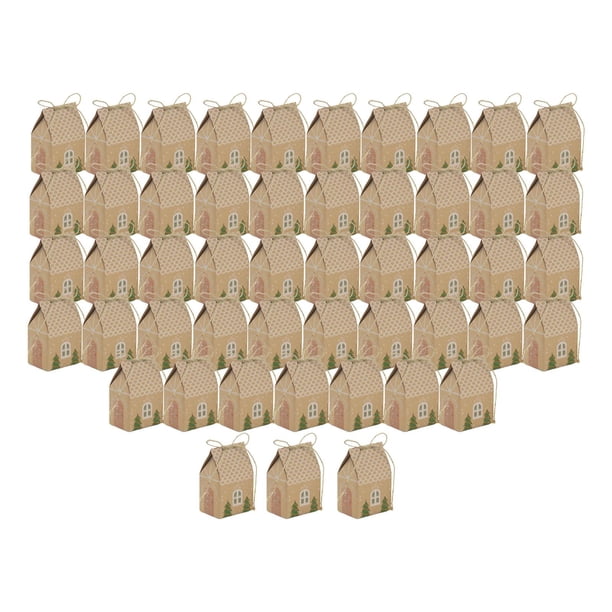 50 piezas de bolsas de papel kraft para Navidad, bolsas de regalo para fiestas, cajas de dulces fáciles de usar para cumpleaños, fiestas de Navidad y