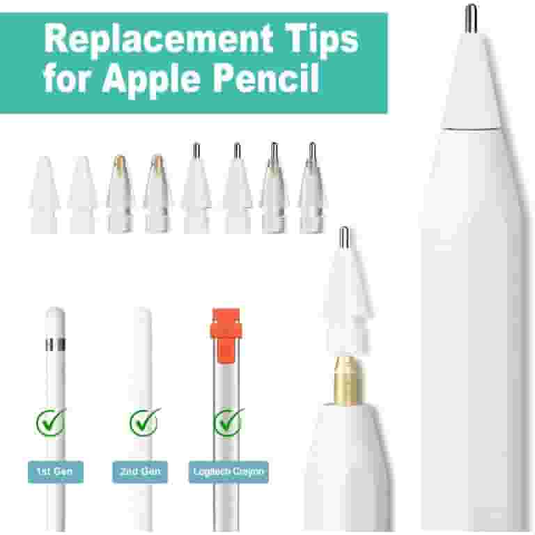 Pack Apple Pencil Tips, Upgraded Replacement Pencil Nibs