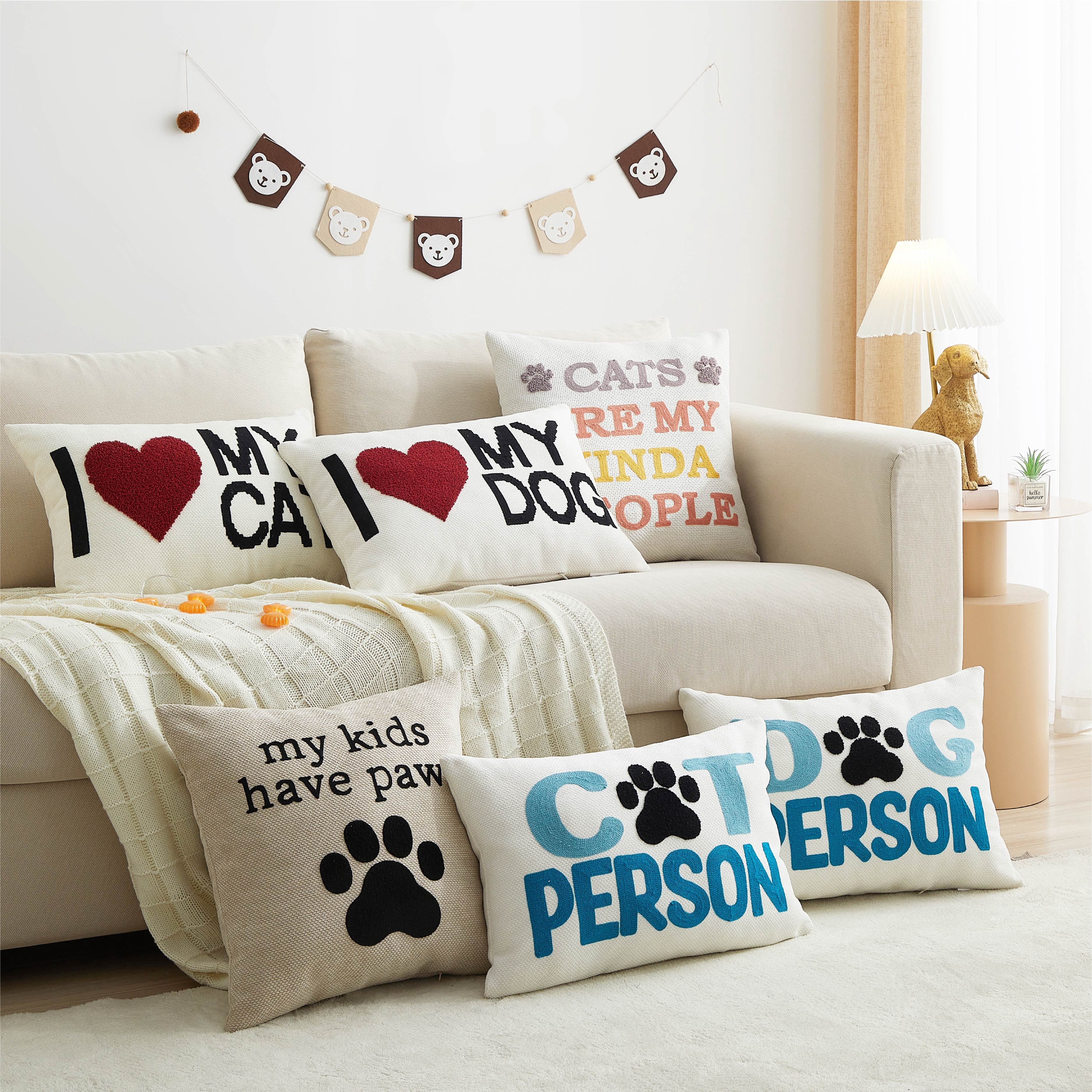 Mainstays 14"x20" Dog Person Decorative Throw Pillow Cover