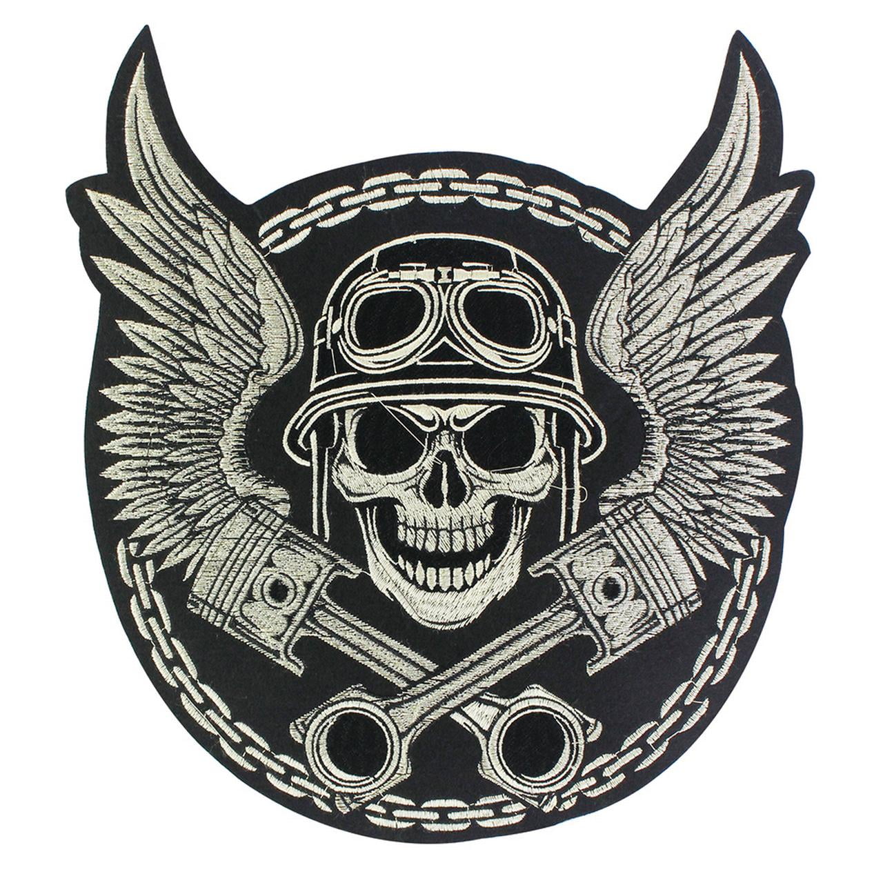 Skull Red Roses Racing Motorcycle Biker Iron on Embroidered Large Back patch XL